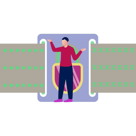 Homme présentant des méthodes de protection par verrouillage  Illustration