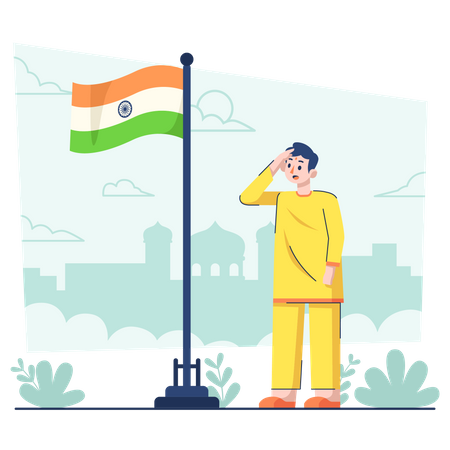 Homme saluant le jour de la république indienne  Illustration