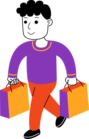 Homme Shopper tenant des sacs à provisions  Illustration