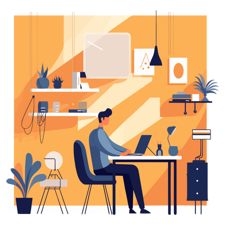 Homme travaillant au bureau  Illustration