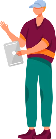 Homme utilisant une tablette  Illustration