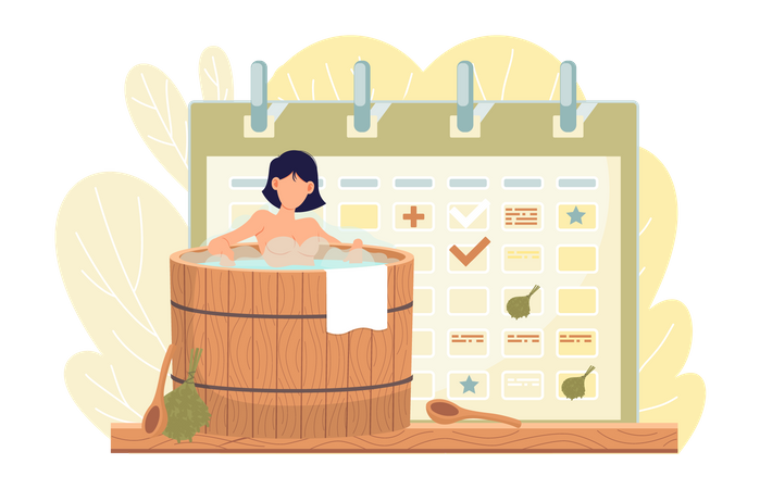 Horaire du bain de vapeur  Illustration