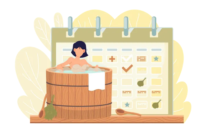 Horaire du bain de vapeur  Illustration