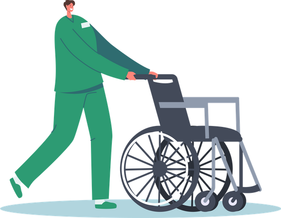 Hospital staff with wheelchair  Illustration