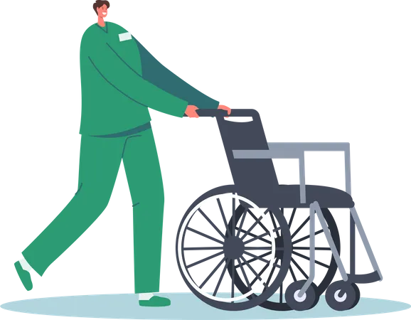 Hospital staff with wheelchair  Illustration