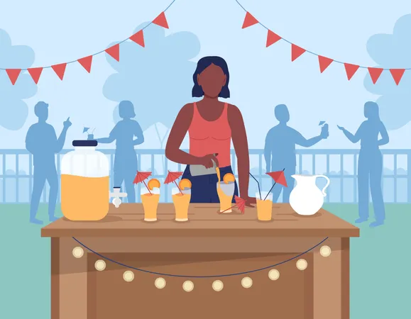 Hosting backyard cocktail party  Illustration