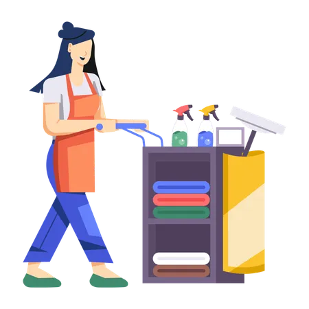 Housekeeper doing cleaning work  Illustration