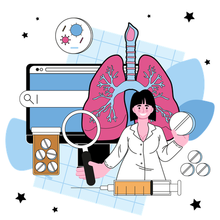 Human pulmonary system diseases diagnostic and treatment  일러스트레이션