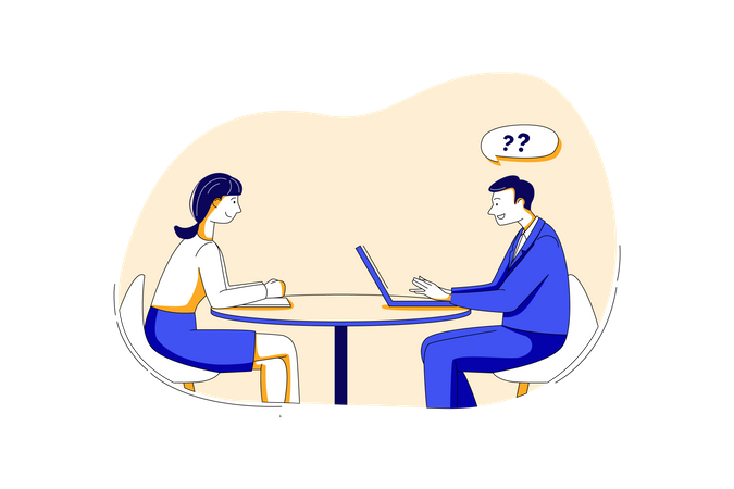 Human resources manager conducting job interview with applicants in office  イラスト