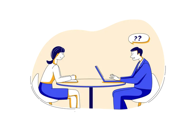 Human resources manager conducting job interview with applicants in office  イラスト