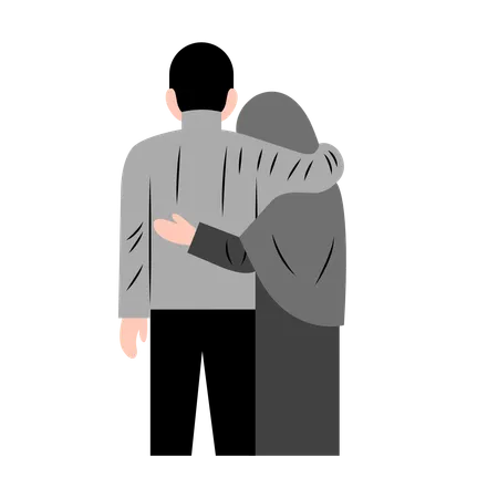 Husband And Wife Consoling Each Other  Illustration