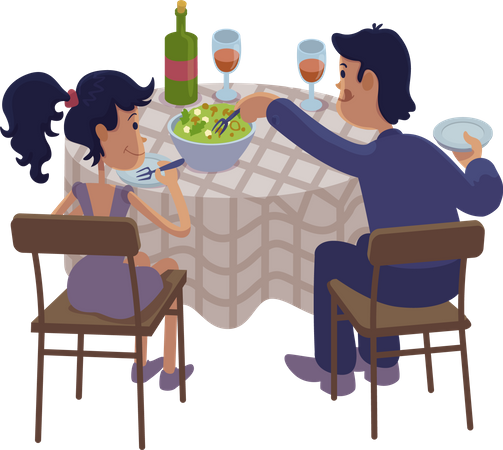 Husband and wife having dinner together  Illustration