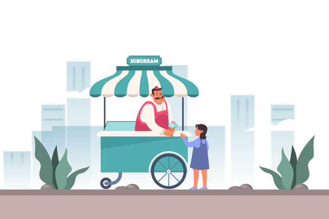 Ice cream seller  Illustration