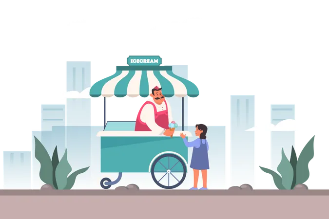 Ice cream seller  Illustration