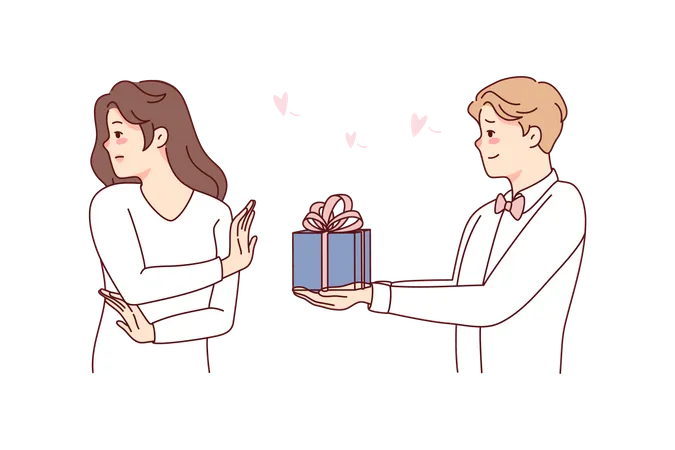 Ignorant girlfriend ignore gift from boyfriend  Illustration