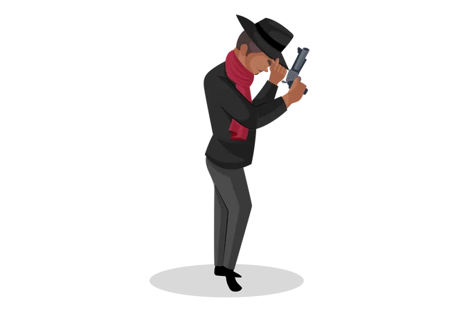 Indian don holding gun  Illustration