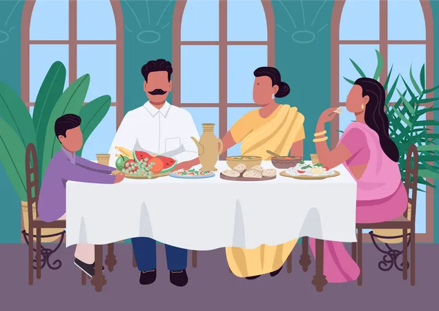 Indian family meal  Illustration