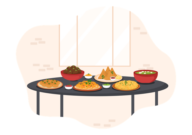 Indian Food Dishes  イラスト