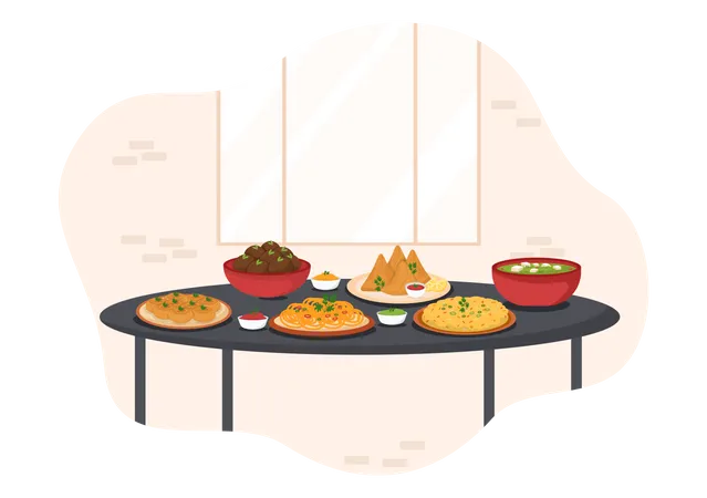 Indian Food Dishes  イラスト