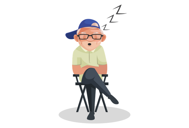 Indian movie director sleeping in chair  Illustration