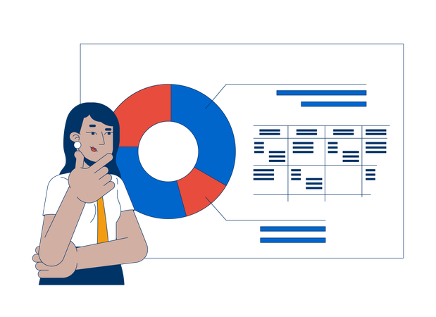 Indian woman office worker interpreting data  Illustration