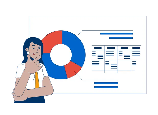 Indian woman office worker interpreting data  Illustration