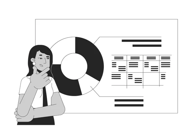 Indian woman office worker interpreting data  Illustration