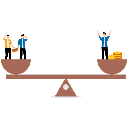 Inequality in Finance. Rich and Poor Gap. Unbalanced Scales of Wealth  Illustration