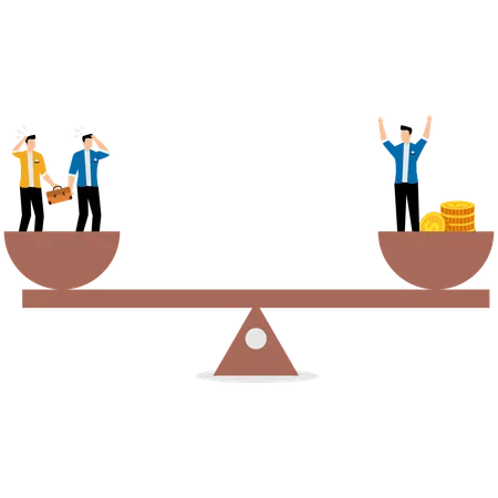 Inequality in Finance. Rich and Poor Gap. Unbalanced Scales of Wealth  Illustration