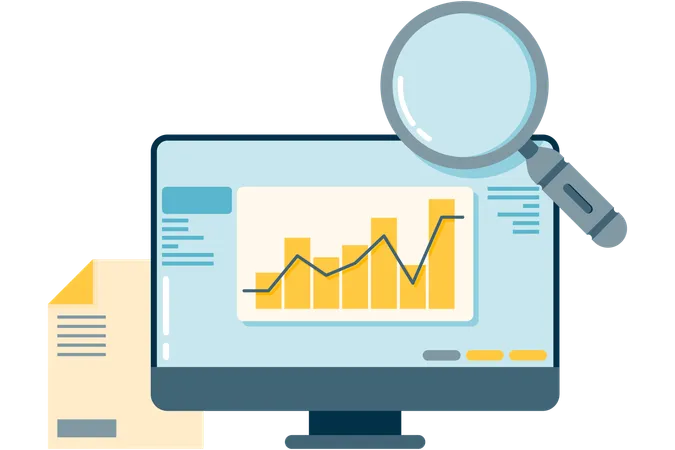 Infographic on computer monitor  Illustration