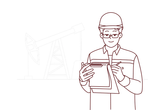 Ingénieur travaillant à l’extraction du pétrole  Illustration