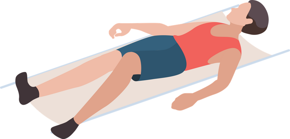 Injured man lying on stretcher  Illustration