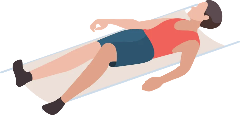 Injured man lying on stretcher  Illustration