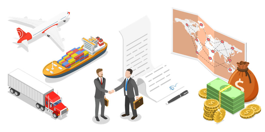 International trade using global logistics  Illustration