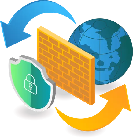 Internet security firewall  イラスト