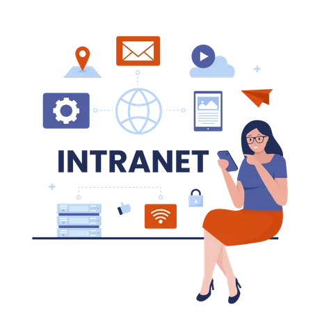 Intranet internet network connection  일러스트레이션