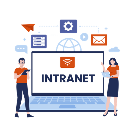 Intranet internet network connection  일러스트레이션