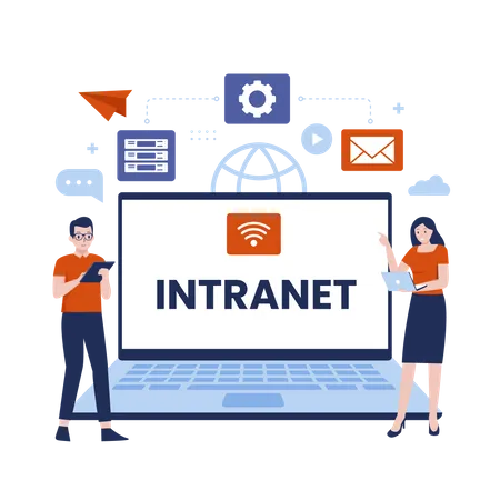 Intranet internet network connection  일러스트레이션