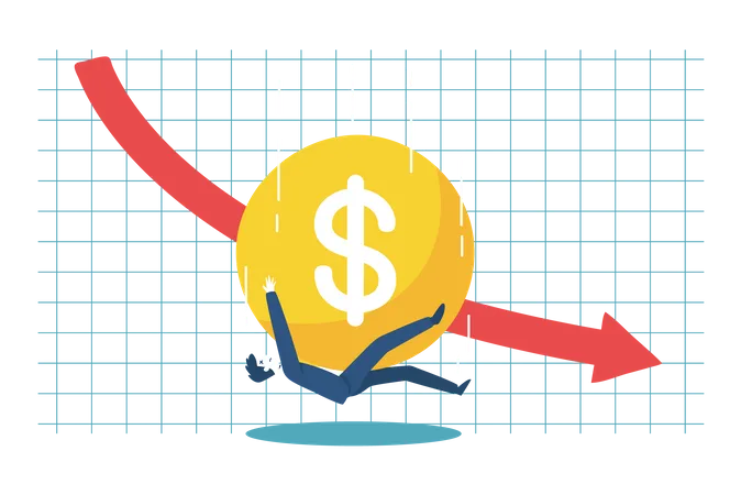 Investidor empresarial devastado pela quebra do mercado de ações  Ilustração