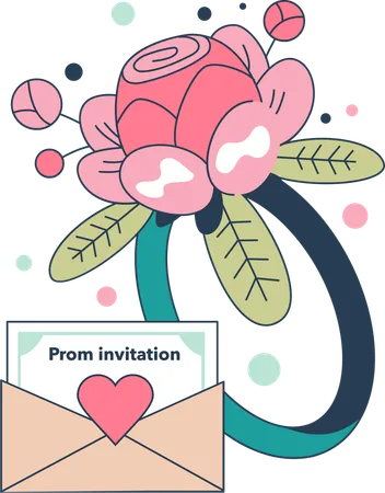 Invitation au bal et boutonnière  Illustration