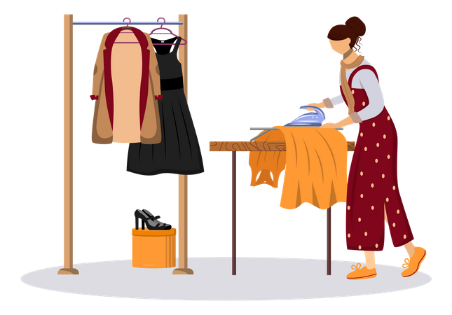 Ironing fashion clothes  イラスト