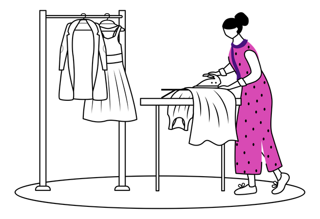 Ironing fashion clothes  Illustration