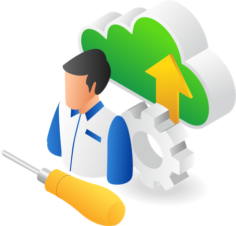 IT cloud server security maintenance technician  Illustration