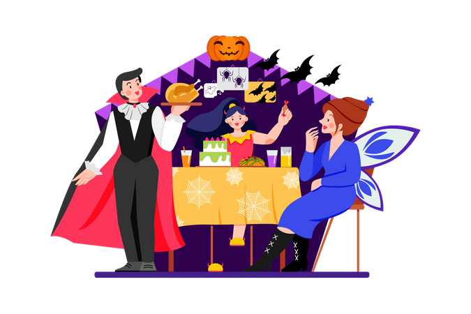 Jantar de Halloween  Ilustração