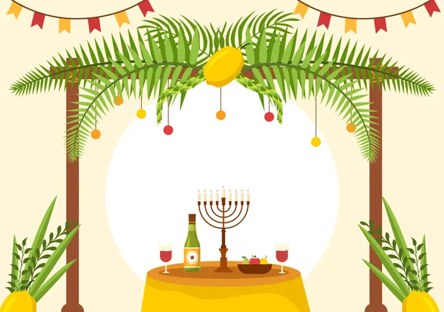 Jewish Holiday Sukkot  Illustration