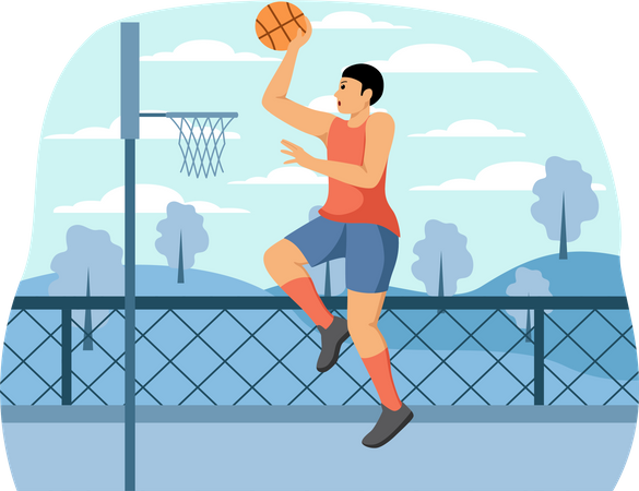 Jogador de basquete masculino  Ilustração