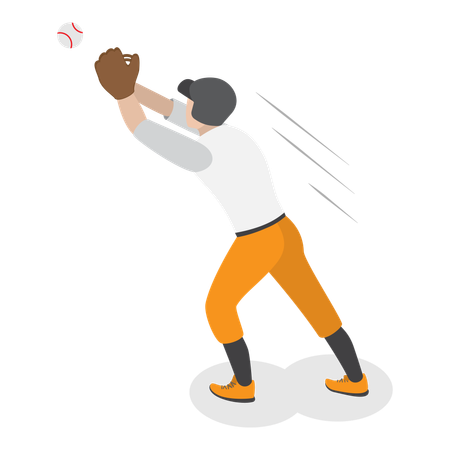 Joueur de baseball attrapant la balle  Illustration