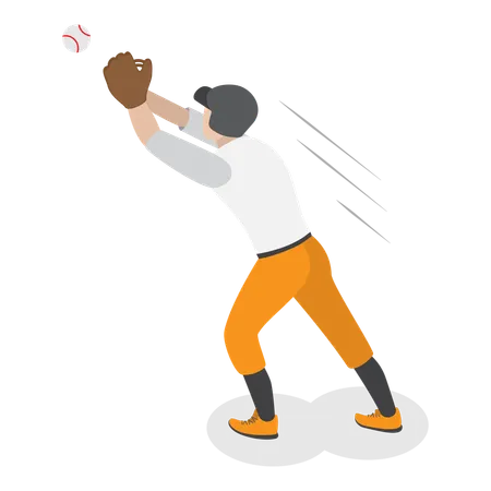 Joueur de baseball attrapant la balle  Illustration