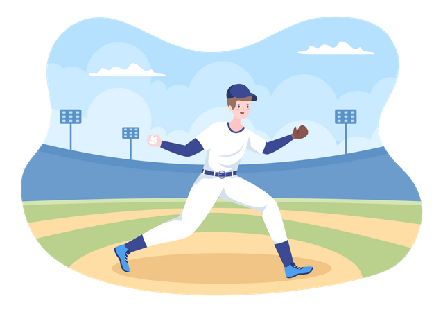 Joueur de baseball jouant  Illustration