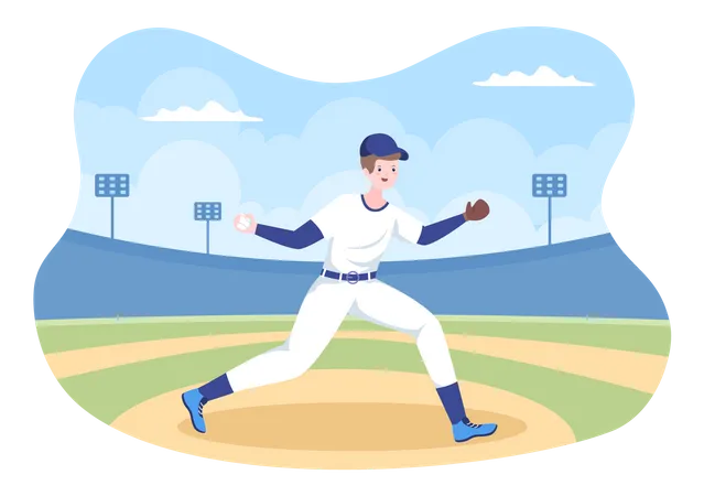 Joueur de baseball jouant  Illustration